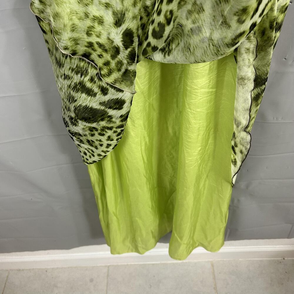 Kasia De Gelaque Dress One Size Kaftan Silk Maxi Leopard Green Rhinestone Boho - Picture 9 of 12